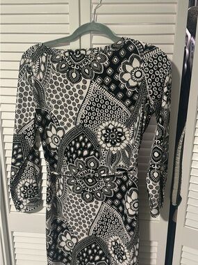 LOFT Black and White Floral Paisley Print Dress
